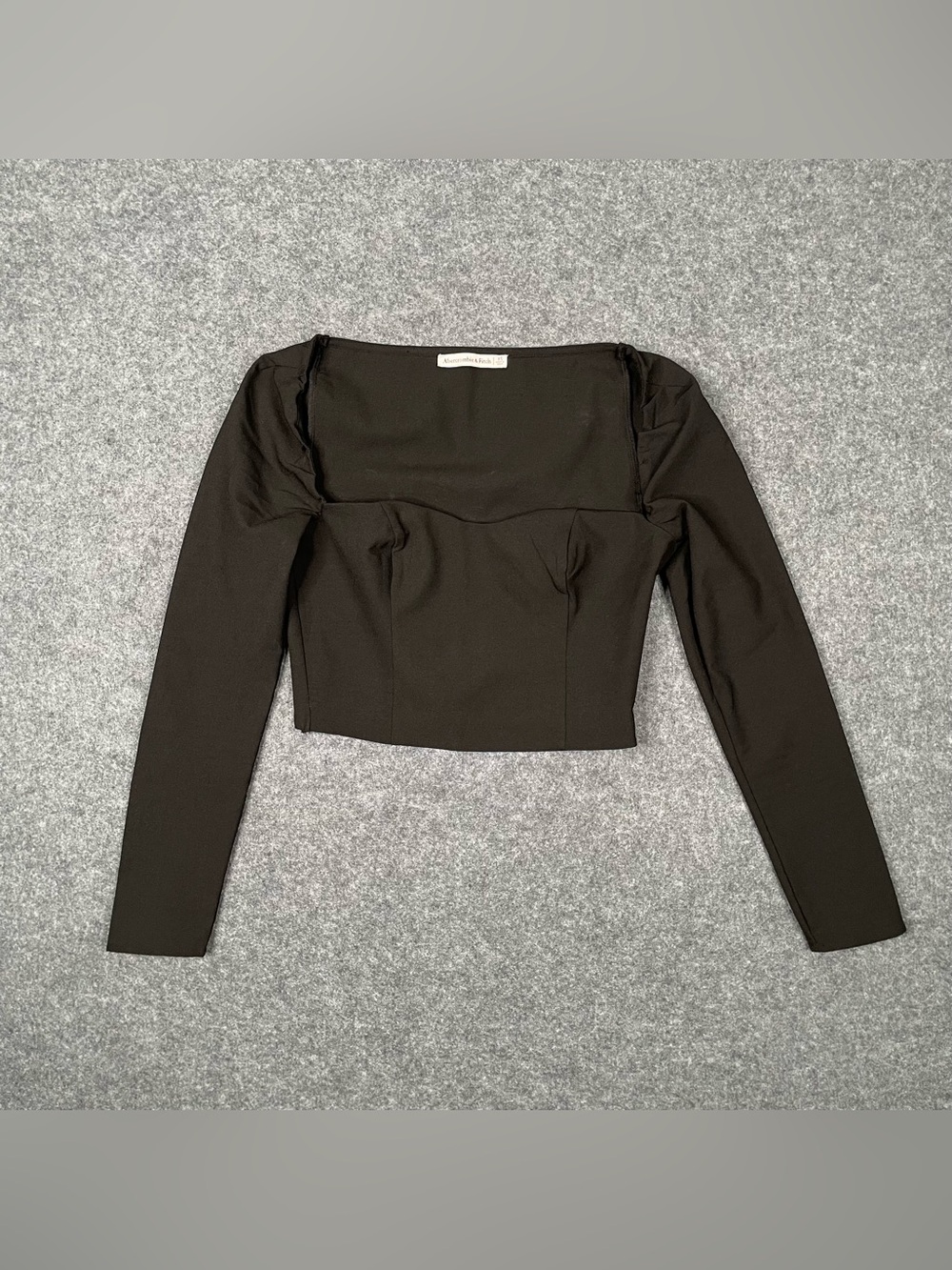 Abercrombie & Fitch Corset Top Womens XS Black Y2K Sweetheart Long Sleeve Blouse